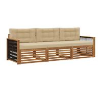 vidaXL Set di divani da esterno con cuscino 3 pcs Naturale e Beige, Divano Sezionale Moderno da Giardino, Mobili Resistenti per Patio, Lounge per Esterni, Set per Vivere