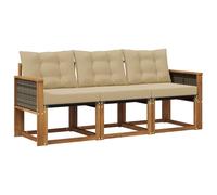 vidaXL Set di divani da esterno con cuscino 3 pcs Naturale e Beige, Mobili da giardino, divano resistente per esterni, set lounge moderno, comfort in terrazza