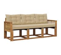 vidaXL Set di divani da esterno con cuscino 3 pcs Naturale e Beige, Divano Sezionale Moderno per Esterni, Arredo Giardino Robusto per Lounge Patio e Comfort Terrazza
