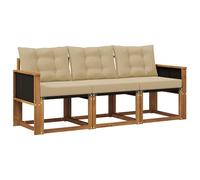 vidaXL Set di divani da esterno con cuscino 3 pcs Naturale e Beige, Mobili da giardino, divano resistente per esterni, set lounge moderno, comfort in terrazza