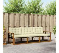 vidaXL Set di divani da esterno con cuscino 3 pcs Naturale e Crema, Divano da esterno moderno, mobili da giardino resistenti, set relax per patio, posti sul terrazzo