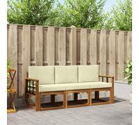 vidaXL Set di divani da esterno con cuscino 3 pcs Naturale e Crema, Divano da giardino, moderno, resistente, per terrazza, lounge in patio, set confortevole per rilassarsi