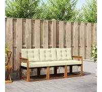vidaXL Set di divani da esterno con cuscino 3 pcs Naturale e Crema, Divano Sezionale Moderno per Esterni, Arredo Giardino Robusto per Lounge Patio e Comfort Terrazza