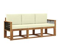 vidaXL Set di divani da esterno con cuscino 3 pcs Naturale e Crema, Divano da esterno, lounge moderna per giardino, set sezionale per relax in patio, collezione stilosa
