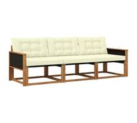 vidaXL Set di divani da esterno con cuscino 3 pcs Naturale e Crema, Divano da esterno moderno, mobili da giardino resistenti, set relax per patio, posti sul terrazzo
