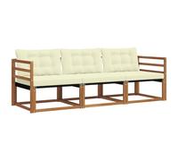 vidaXL Set di divani da esterno con cuscino 3 pcs Naturale e Crema, Divano da esterno moderno, mobili da giardino resistenti, set relax per patio, posti sul terrazzo
