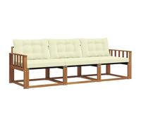 vidaXL Set di divani da esterno con cuscino 3 pcs Naturale e Crema, Divano da esterno moderno, mobili da giardino resistenti, set relax per patio, posti sul terrazzo