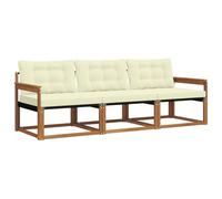 vidaXL Set di divani da esterno con cuscino 3 pcs Naturale e Crema, Divano da esterno moderno, mobili da giardino resistenti, set relax per patio, posti sul terrazzo