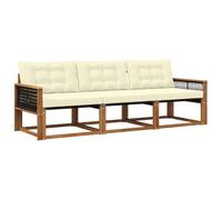 vidaXL Set di divani da esterno con cuscino 3 pcs Naturale e Crema, Divano da esterno moderno, mobili da giardino resistenti, set relax per patio, posti sul terrazzo