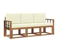 vidaXL Set di divani da esterno con cuscino 3 pcs Naturale e Crema, Divano da giardino, moderno, resistente, per terrazza, lounge in patio, set confortevole per rilassarsi