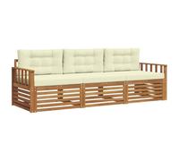 vidaXL Set di divani da esterno con cuscino 3 pcs Naturale e Crema, Divano Sezionale Moderno da Giardino, Mobili Resistenti per Patio, Lounge per Esterni, Set per Vivere