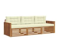 vidaXL Set di divani da esterno con cuscino 3 pcs Naturale e Crema, Divano Sezionale Moderno da Giardino, Mobili Resistenti per Patio, Lounge per Esterni, Set per Vivere