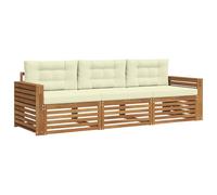 vidaXL Set di divani da esterno con cuscino 3 pcs Naturale e Crema, Divano Sezionale Moderno da Giardino, Mobili Resistenti per Patio, Lounge per Esterni, Set per Vivere