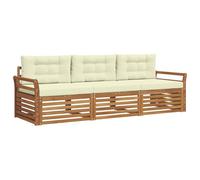 vidaXL Set di divani da esterno con cuscino 3 pcs Naturale e Crema, Divano Sezionale Moderno da Giardino, Mobili Resistenti per Patio, Lounge per Esterni, Set per Vivere