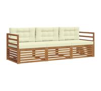 vidaXL Set di divani da esterno con cuscino 3 pcs Naturale e Crema, Divano Sezionale Moderno da Giardino, Mobili Resistenti per Patio, Lounge per Esterni, Set per Vivere