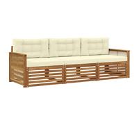 vidaXL Set di divani da esterno con cuscino 3 pcs Naturale e Crema, Divano Sezionale Moderno da Giardino, Mobili Resistenti per Patio, Lounge per Esterni, Set per Vivere