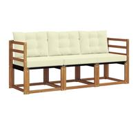 vidaXL Set di divani da esterno con cuscino 3 pcs Naturale e Crema, Divano Sezionale Moderno per Esterni, Arredo Giardino Robusto per Lounge Patio e Comfort Terrazza