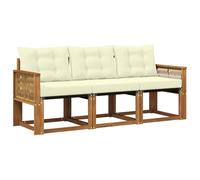 vidaXL Set di divani da esterno con cuscino 3 pcs Naturale e Crema, Divano Sezionale Moderno per Esterni, Arredo Giardino Robusto per Lounge Patio e Comfort Terrazza
