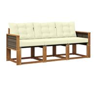 vidaXL Set di divani da esterno con cuscino 3 pcs Naturale e Crema, Divano Sezionale Moderno per Esterni, Arredo Giardino Robusto per Lounge Patio e Comfort Terrazza