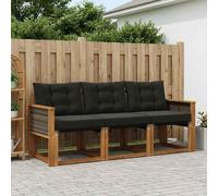 vidaXL Set di divani da esterno con cuscino 3 pcs Naturale e Nero, Mobili da giardino, divano resistente per esterni, set lounge moderno, comfort in terrazza