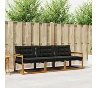 vidaXL Set di divani da esterno con cuscino 3 pcs Naturale e Nero, Divano da esterno moderno, mobili da giardino resistenti, set relax per patio, posti sul terrazzo