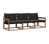 vidaXL Set di divani da esterno con cuscino 3 pcs Naturale e Nero, Divano da esterno moderno, mobili da giardino resistenti, set relax per patio, posti sul terrazzo