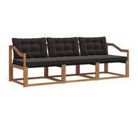 vidaXL Set di divani da esterno con cuscino 3 pcs Naturale e Nero, Divano da esterno moderno, mobili da giardino resistenti, set relax per patio, posti sul terrazzo