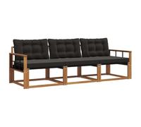vidaXL Set di divani da esterno con cuscino 3 pcs Naturale e Nero, Divano da esterno moderno, mobili da giardino resistenti, set relax per patio, posti sul terrazzo