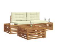 vidaXL Set di divani da esterno con cuscino 3 Pezzo Naturale e Crema, Divano da Giardino, Set Sezionale Stylish, Mobili da Patio Resistenti, Spazio Relax all'Aperto
