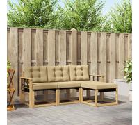 vidaXL Set di divani da esterno con cuscino 4 pcs Bianco e Beige, Divano da Giardino, Set Moderno per Esterni, Lounge Resistente, Comodo Posto per il Terreno