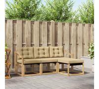 vidaXL Set di divani da esterno con cuscino 4 pcs Bianco e Beige, Divano da Giardino, Set Moderno per Esterni, Lounge Resistente, Comodo Posto per il Terreno
