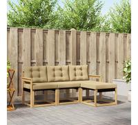 vidaXL Set di divani da esterno con cuscino 4 pcs Bianco e Beige, Divano da Giardino, Set Moderno per Esterni, Lounge Resistente, Comodo Posto per il Terreno