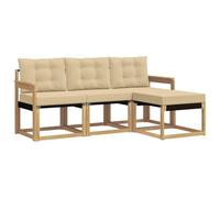 vidaXL Set di divani da esterno con cuscino 4 pcs Bianco e Beige, Divano da Giardino, Set Moderno per Esterni, Lounge Resistente, Comodo Posto per il Terreno