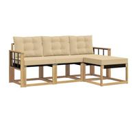 vidaXL Set di divani da esterno con cuscino 4 pcs Bianco e Beige, Divano da Giardino, Set Moderno per Esterni, Lounge Resistente, Comodo Posto per il Terreno