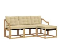 vidaXL Set di divani da esterno con cuscino 4 pcs Bianco e Beige, Divano da Giardino, Set Moderno per Esterni, Lounge Resistente, Comodo Posto per il Terreno