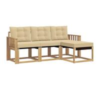 vidaXL Set di divani da esterno con cuscino 4 pcs Bianco e Beige, Divano da Giardino, Set Moderno per Esterni, Lounge Resistente, Comodo Posto per il Terreno