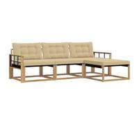 vidaXL Set di divani da esterno con cuscino 4 pcs Bianco e Beige, Divano da Giardino, Set Sezionale Moderno, Mobili Esterni Resistenti, Lounge per Patio e Relax