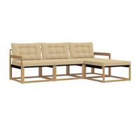 vidaXL Set di divani da esterno con cuscino 4 pcs Bianco e Beige, Divano da Giardino, Set Sezionale Moderno, Mobili Esterni Resistenti, Lounge per Patio e Relax