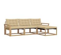 vidaXL Set di divani da esterno con cuscino 4 pcs Bianco e Beige, Divano da Giardino, Set Sezionale Moderno, Mobili Esterni Resistenti, Lounge per Patio e Relax