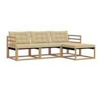 vidaXL Set di divani da esterno con cuscino 4 pcs Bianco e Beige, Divano da Giardino, Set Sezionale Moderno, Mobili Esterni Resistenti, Lounge per Patio e Relax