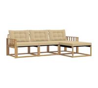 vidaXL Set di divani da esterno con cuscino 4 pcs Bianco e Beige, Divano da Giardino, Set Sezionale Moderno, Mobili Esterni Resistenti, Lounge per Patio e Relax