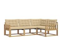 vidaXL Set di divani da esterno con cuscino 4 pcs Bianco e Beige, Set da giardino, divano moderno, arredamento resistente, seating elegante per terrazza, patio per rilassarsi