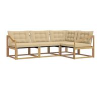 vidaXL Set di divani da esterno con cuscino 4 pcs Bianco e Beige, Set da giardino, divano moderno, arredamento resistente, seating elegante per terrazza, patio per rilassarsi