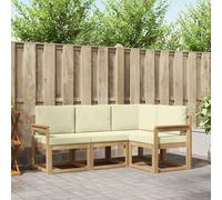 vidaXL Set di divani da esterno con cuscino 4 pcs Bianco e Crema, Divano moderno da giardino, set lounge per terrazzo, patio, mobili resistenti per vivibilità