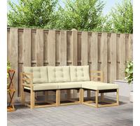 vidaXL Set di divani da esterno con cuscino 4 pcs Bianco e Crema, Divano da Giardino, Set Moderno per Esterni, Lounge Resistente, Comodo Posto per il Terreno