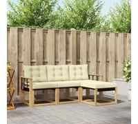 vidaXL Set di divani da esterno con cuscino 4 pcs Bianco e Crema, Divano da Giardino, Set Moderno per Esterni, Lounge Resistente, Comodo Posto per il Terreno