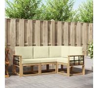 vidaXL Set di divani da esterno con cuscino 4 pcs Bianco e Crema, Divano moderno da giardino, set lounge per terrazzo, patio, mobili resistenti per vivibilità