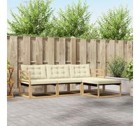 vidaXL Set di divani da esterno con cuscino 4 pcs Bianco e Crema, Divano da Giardino, Set Sezionale Moderno, Mobili Esterni Resistenti, Lounge per Patio e Relax