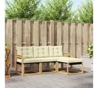 vidaXL Set di divani da esterno con cuscino 4 pcs Bianco e Crema, Divano da Giardino, Set Moderno per Esterni, Lounge Resistente, Comodo Posto per il Terreno