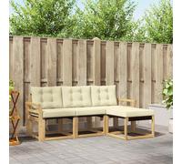 vidaXL Set di divani da esterno con cuscino 4 pcs Bianco e Crema, Divano da Giardino, Set Moderno per Esterni, Lounge Resistente, Comodo Posto per il Terreno